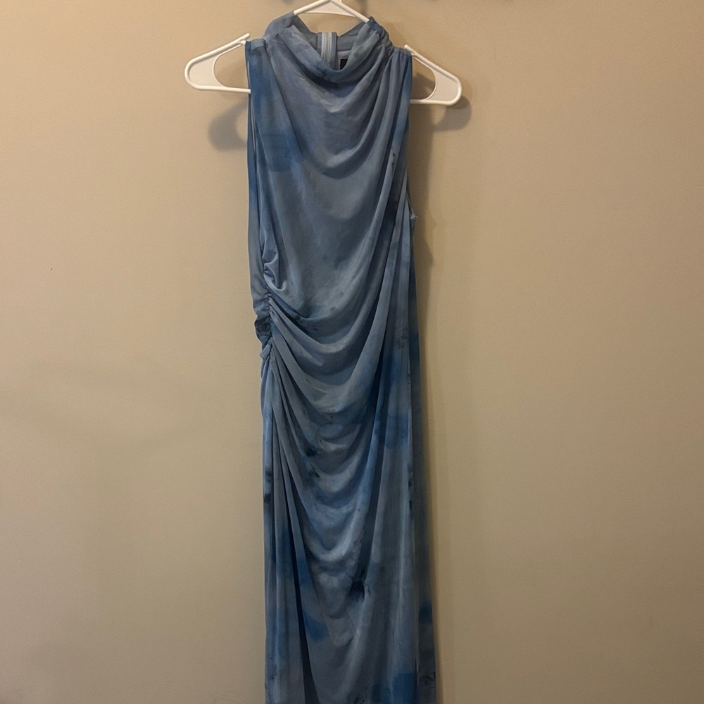 Zara Light Blue Draped Maxi Dress